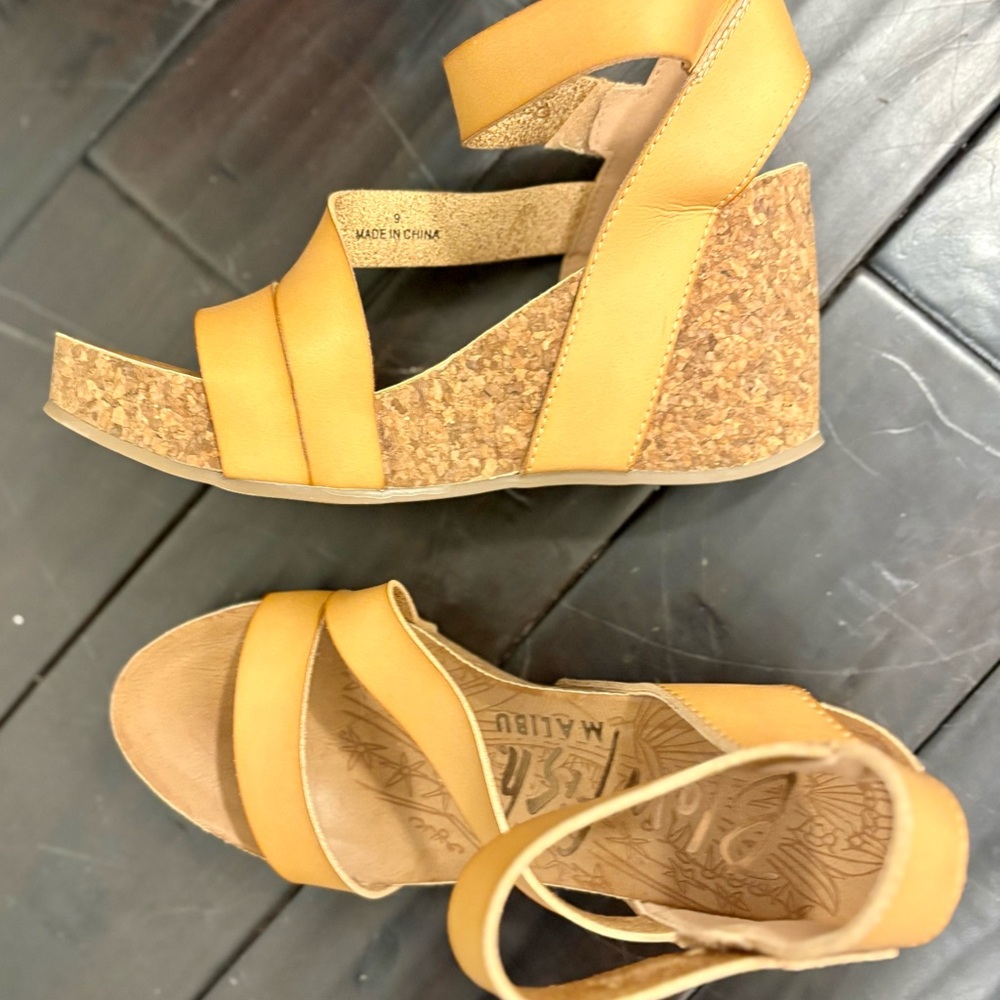 Blowfish Mustard Espadrille Wedges